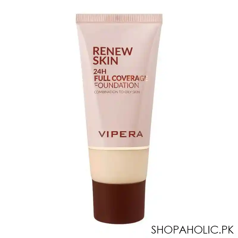 vipera renew skin 24h full coverage foundation combination to oily skin, 01 nude main image