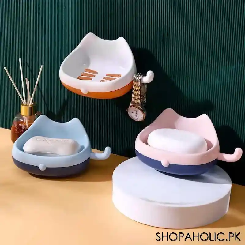 wall mounted cat shaped soap holder with tail hook main image