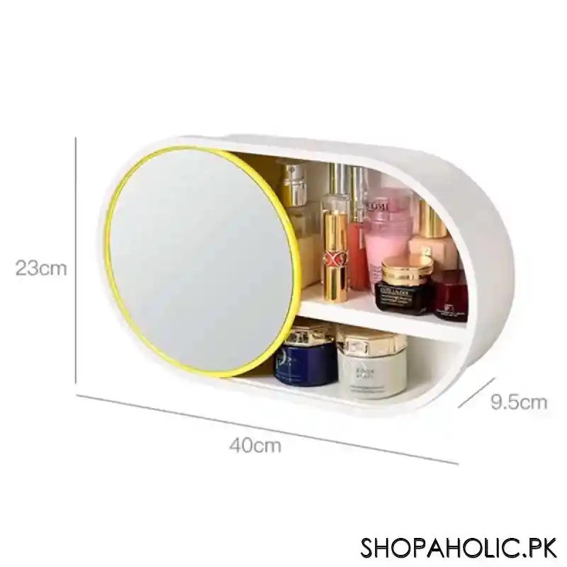 wall mounted cosmetic storage organizer with sliding mirror image2