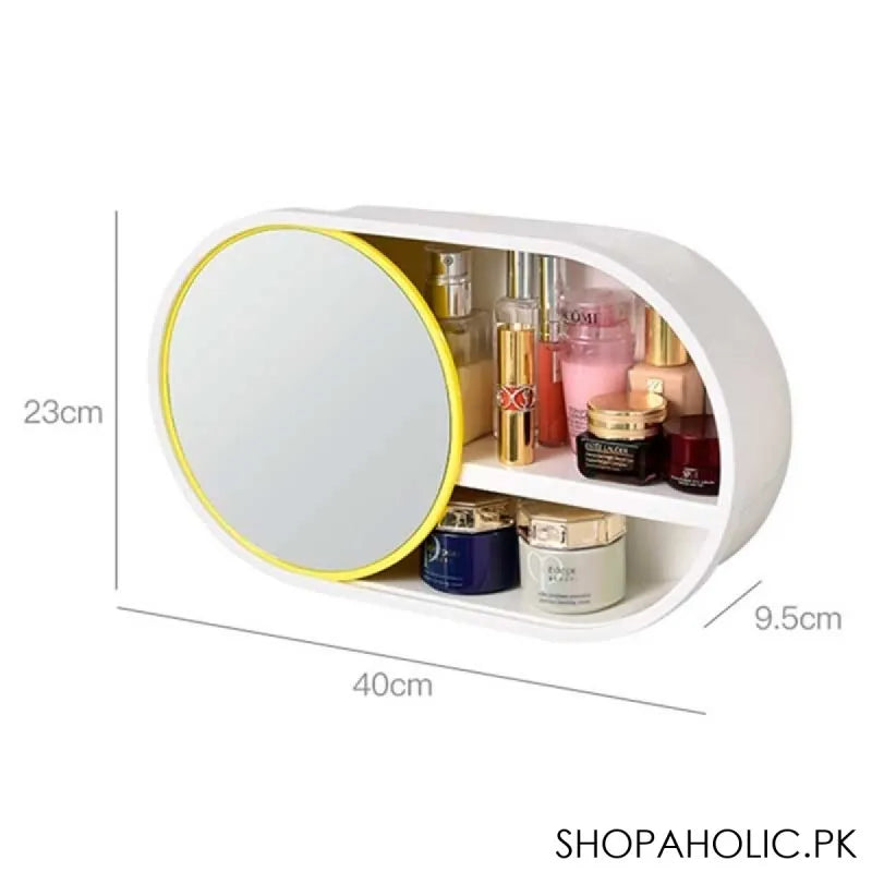 wall mounted cosmetic storage organizer with sliding mirror image2