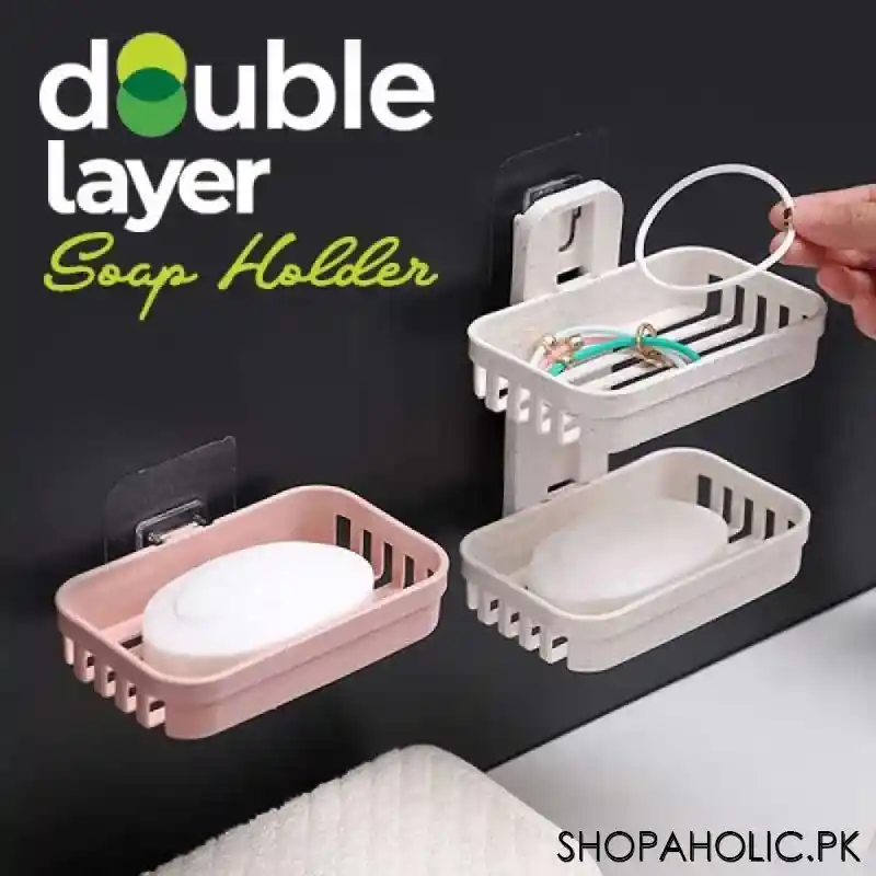 wall mounted double layer soap holder main image