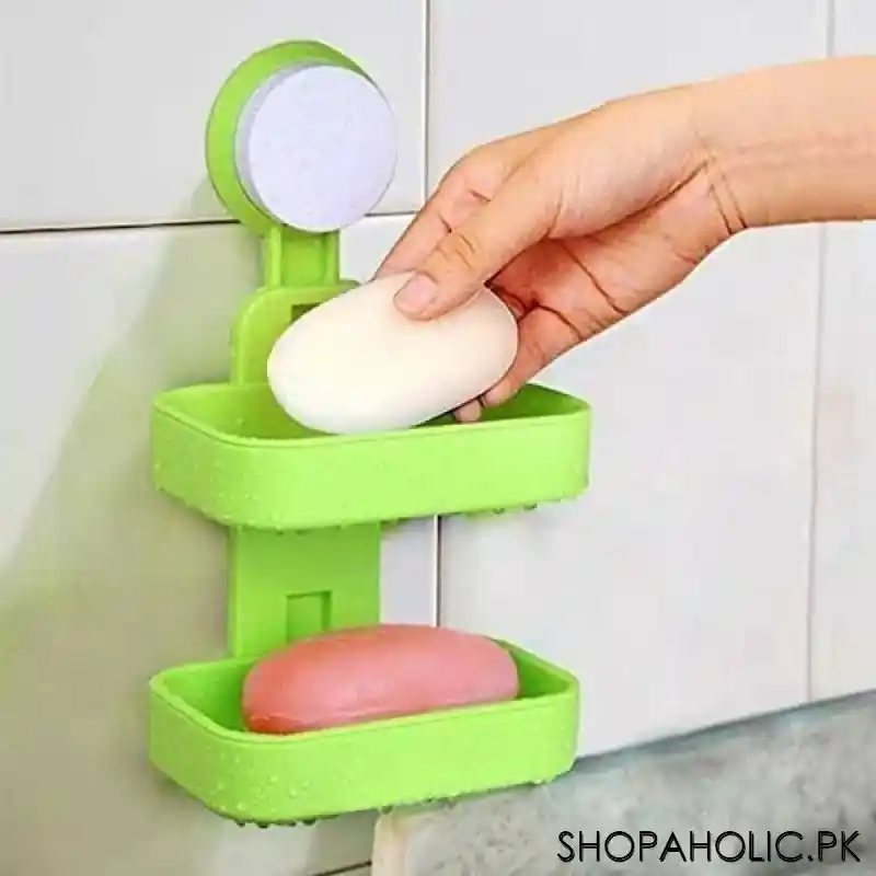 wall mounted double layer soap holder with suction cup main image