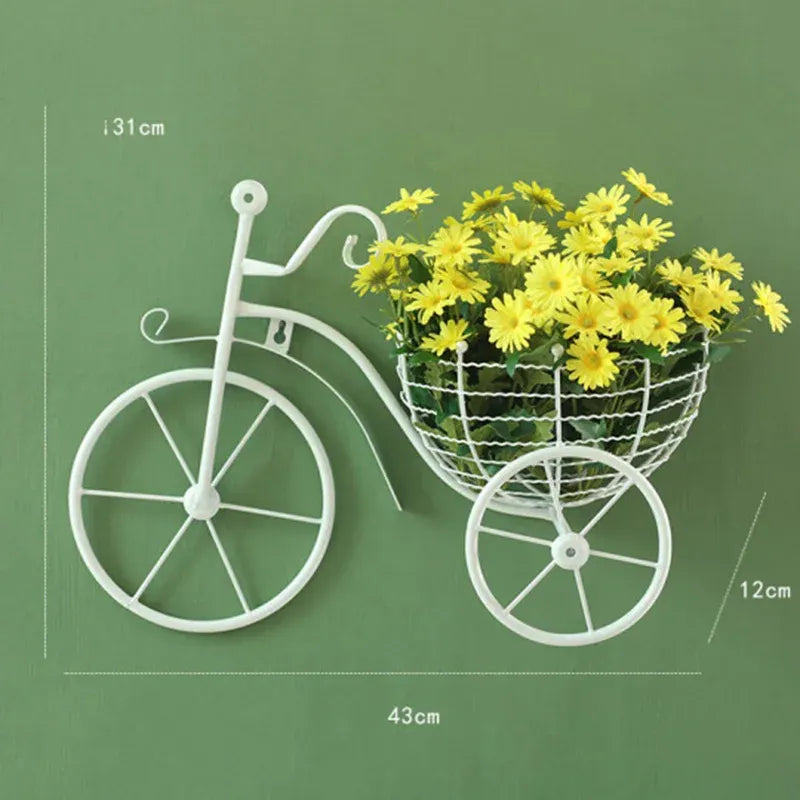 wall mounted metal bicycle flower basket image2