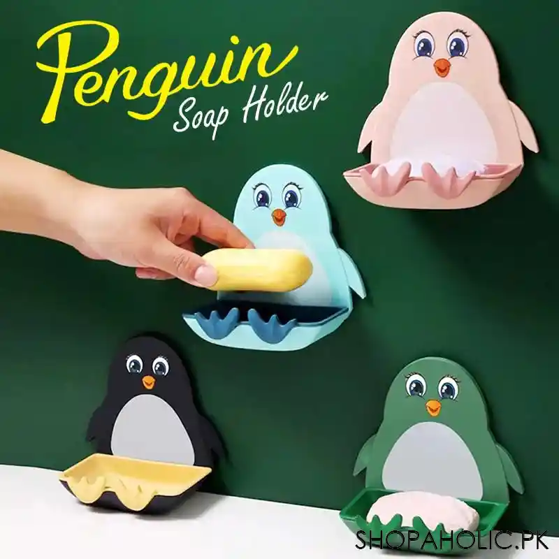 wall mounted penguin shape soap holder with hook main image