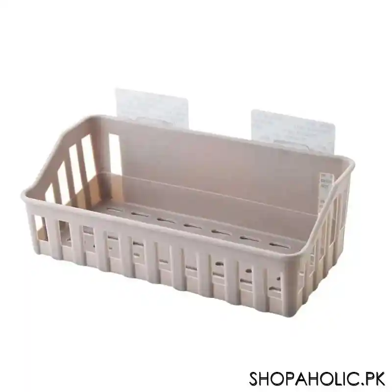 wall mounted plastic storage rack for kitchen and bathroom organizer image2