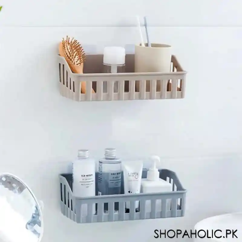 wall mounted plastic storage rack for kitchen and bathroom organizer image3