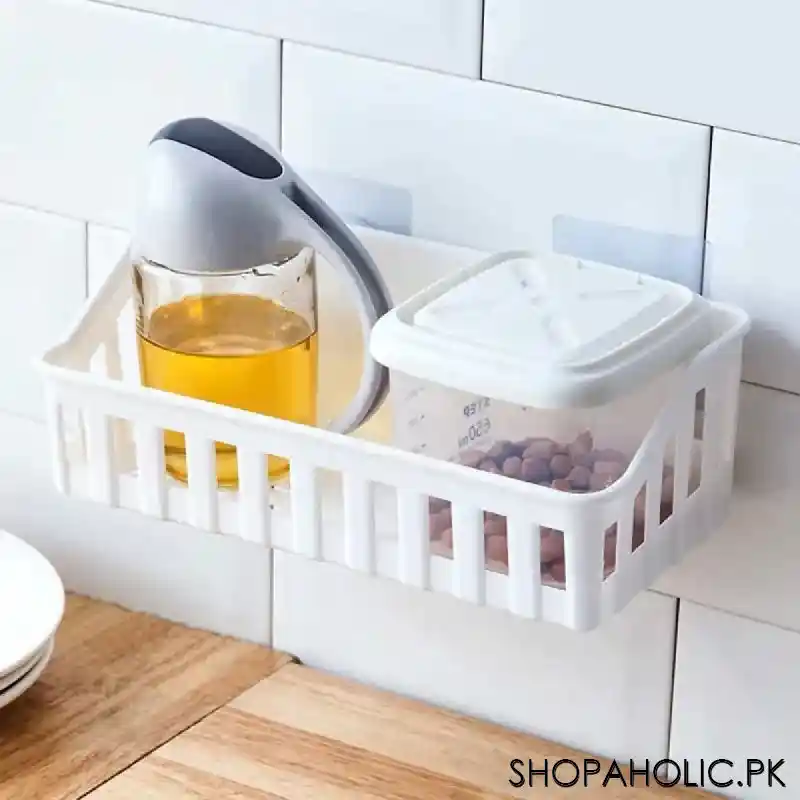 wall mounted plastic storage rack for kitchen and bathroom organizer image4