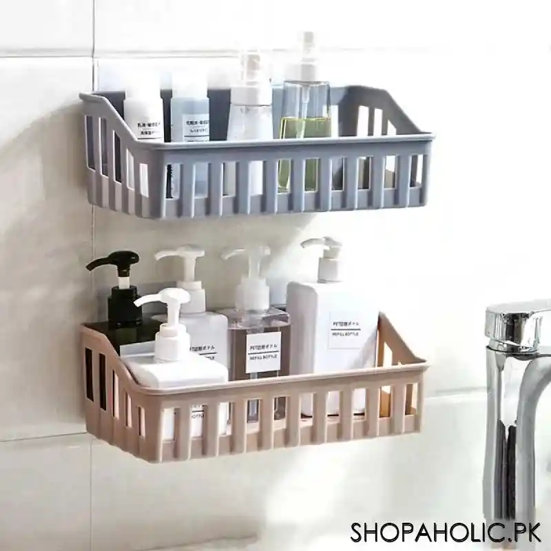 wall mounted plastic storage rack for kitchen and bathroom organizer image7