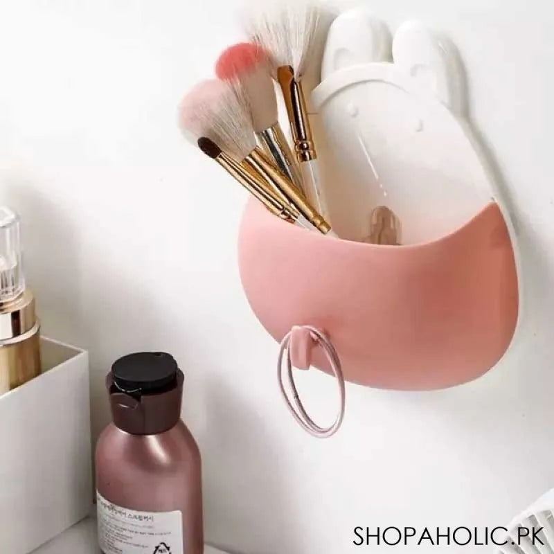 wall mounted rabbit shaped toothbrush holder drain storage shelf with hook image8