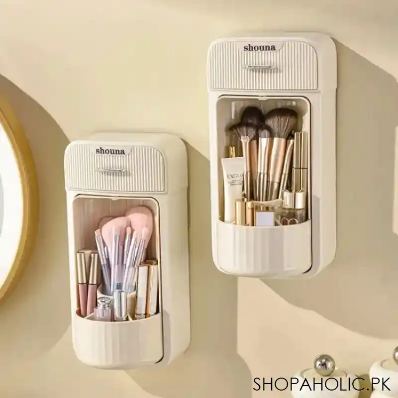 wall mounted rotatable split storage makeup organizer image4