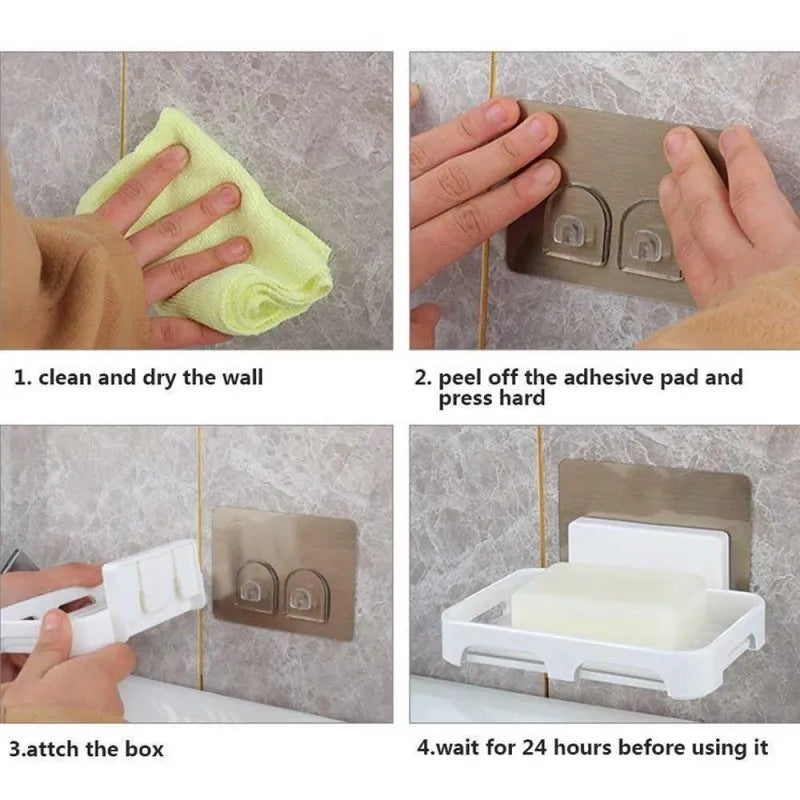 wall mounted self adhesive plastic soap holder image3