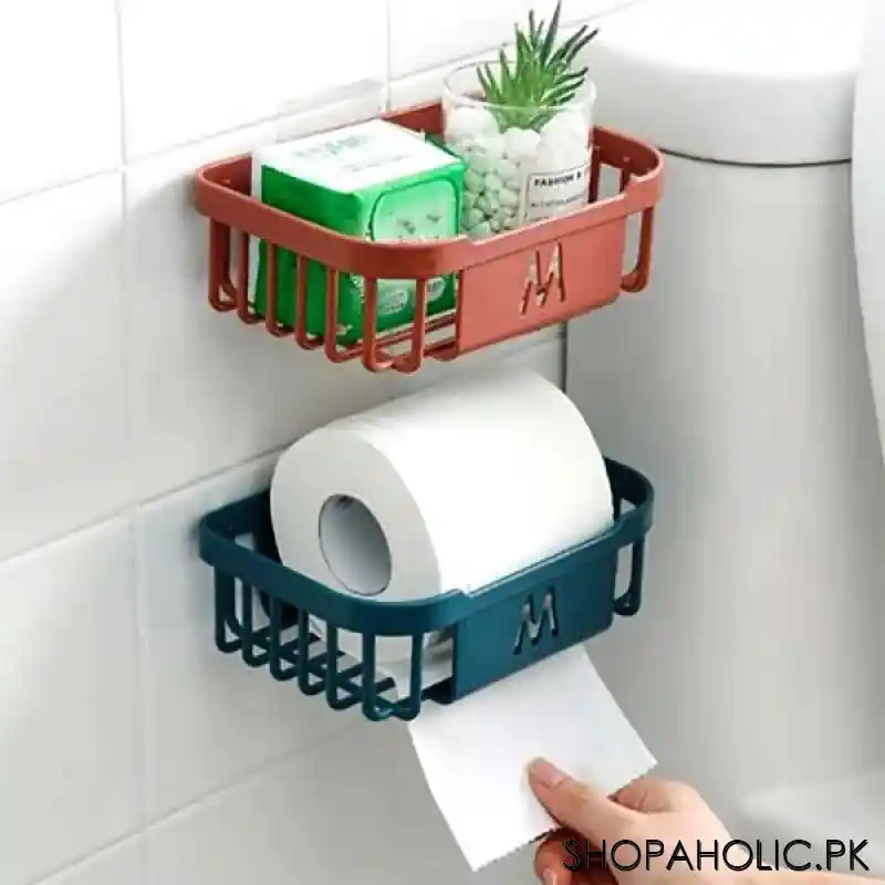 wall mounted storage box toilet roll paper holder image6