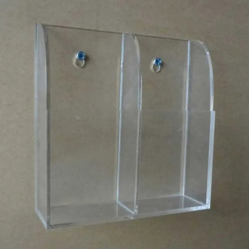 wall mounted two slot acrylic remote control storage holder image3