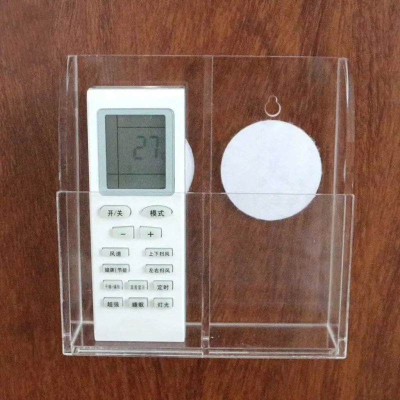 wall mounted two slot acrylic remote control storage holder image5