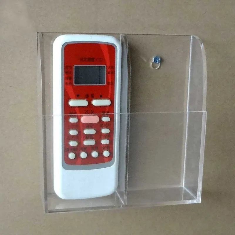 wall mounted two slot acrylic remote control storage holder image6