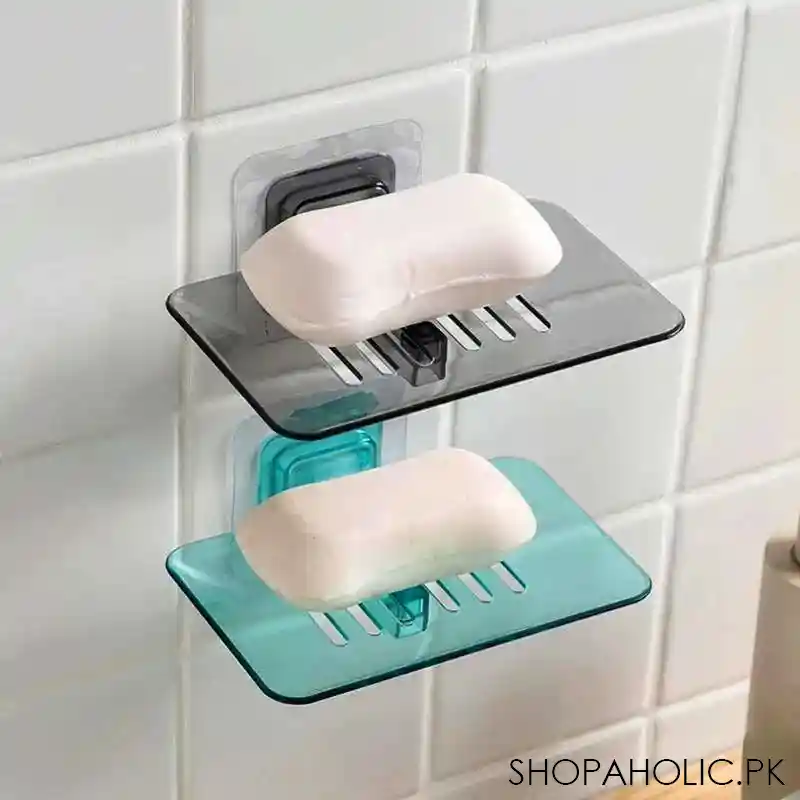 wall sticking acrylic soap dish plate tray holder image4