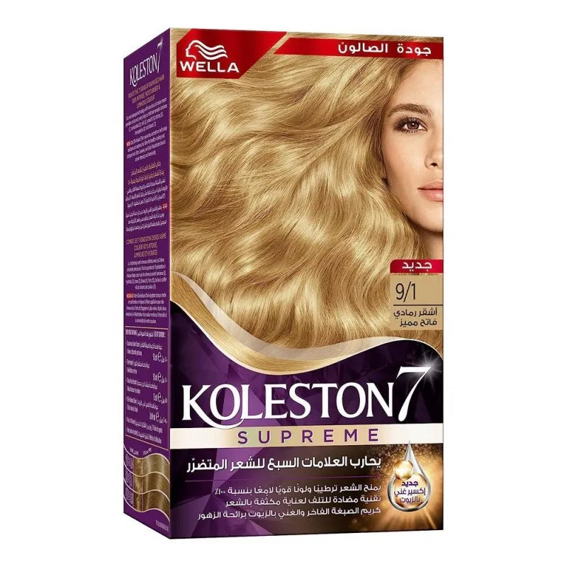 wella koleston 7 supreme color cream kit, 9/1 special light ash blonde main image