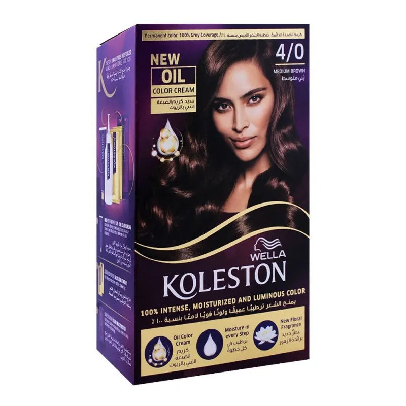 wella koleston color cream kit, 4/0 medium brown main image