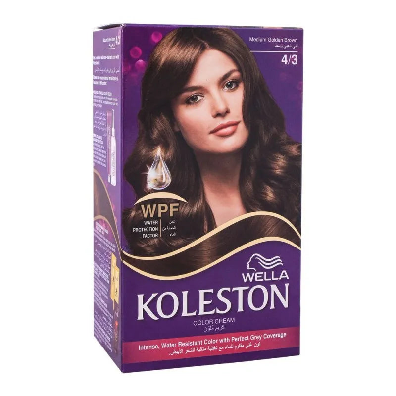 wella koleston color cream kit, 4/3 medium golden brown main image