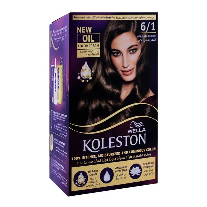 wella koleston color cream kit, 6/1 dark ash blonde main image