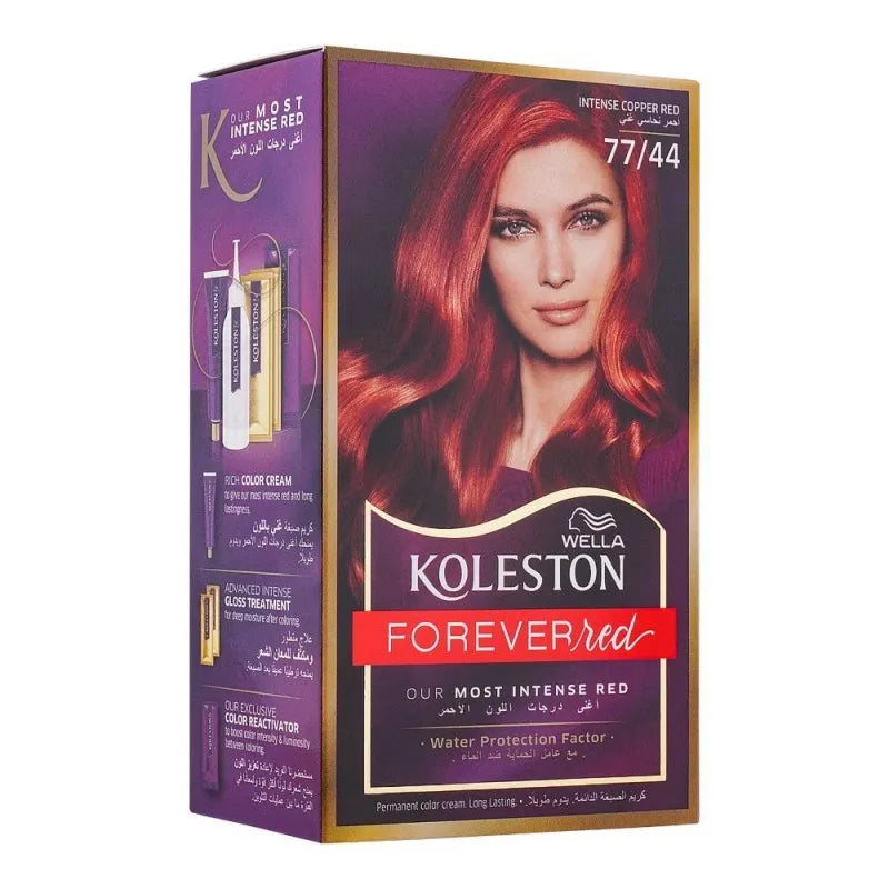 wella koleston forever red color cream kit, 77/44, intense copper red main image