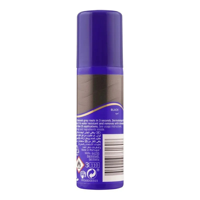 wella koleston roots touch up 3 sec root concealer hair spray, black, 75ml image2