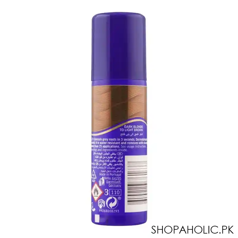 wella koleston roots touch up 3 sec root concealer hair spray, dark blonde to light brown, 75ml image2