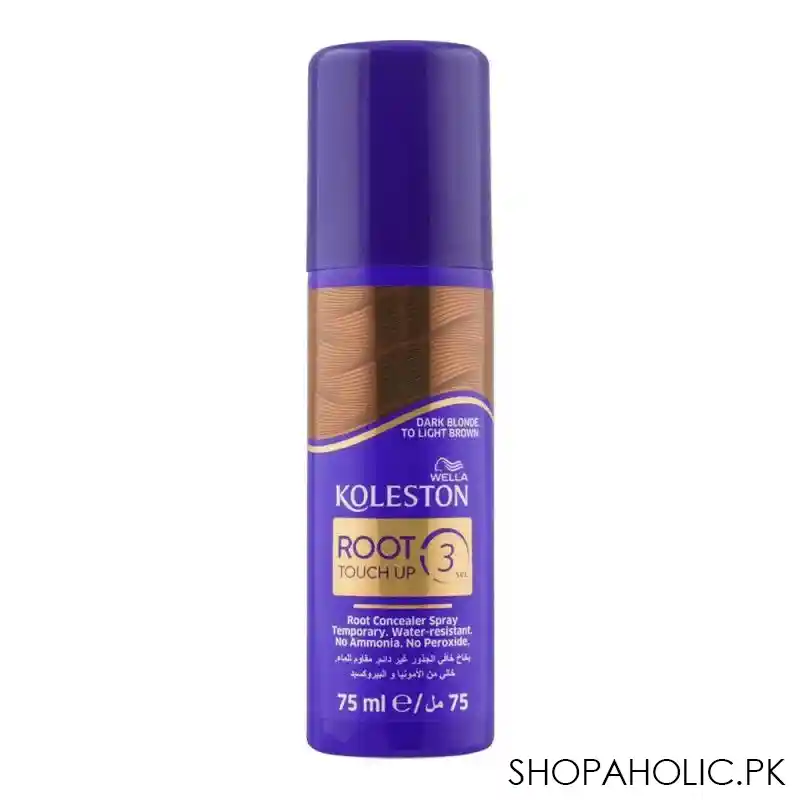 wella koleston roots touch up 3 sec root concealer hair spray, dark blonde to light brown, 75ml main image