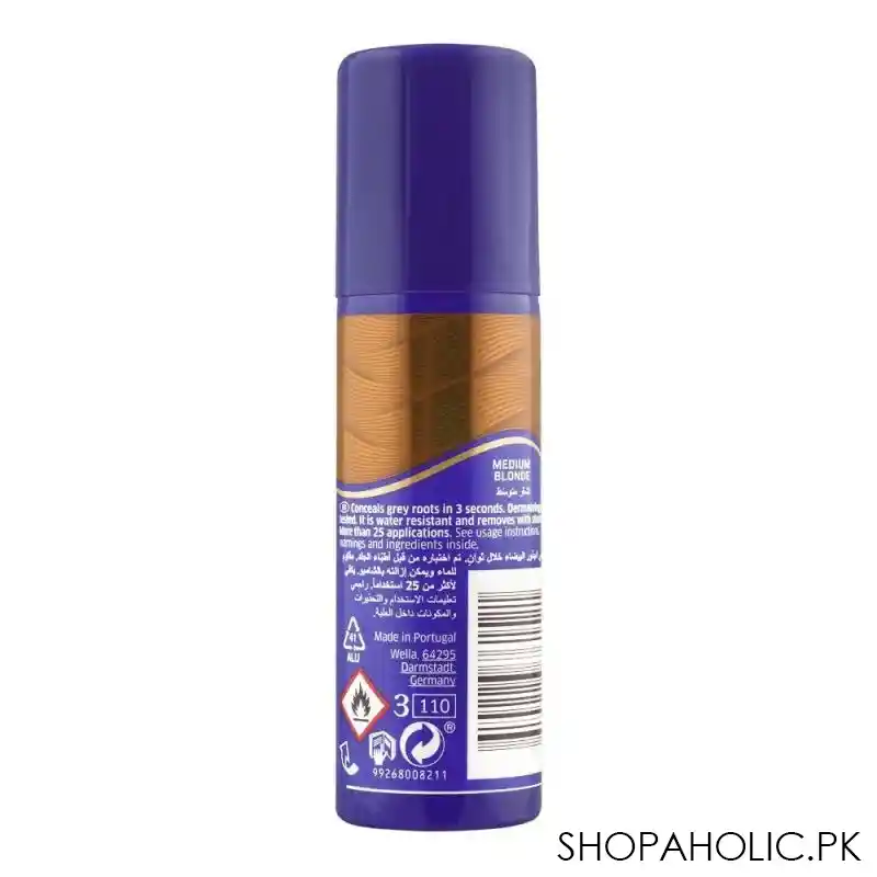 wella koleston roots touch up 3 sec root concealer hair spray, medium blonde, 75ml image2