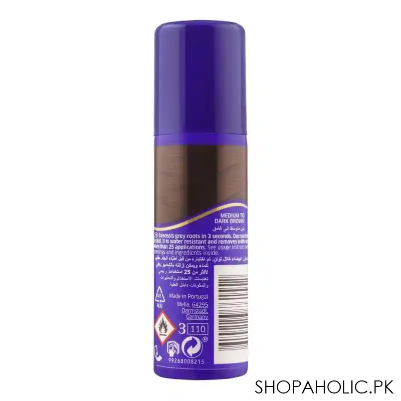 wella koleston roots touch up 3 sec root concealer hair spray, medium to dark brown, 75ml image2