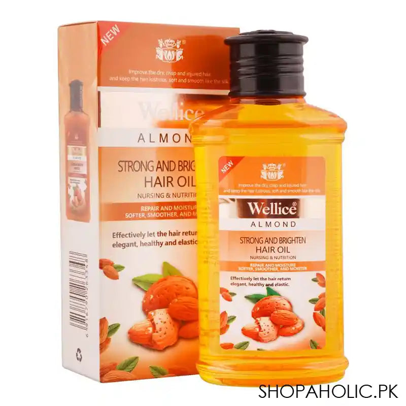 Wellice Almond Strong And Brighten Hair Oil, Repair & Moisture Softer, Smoother & Moister, 150ml - Main Image