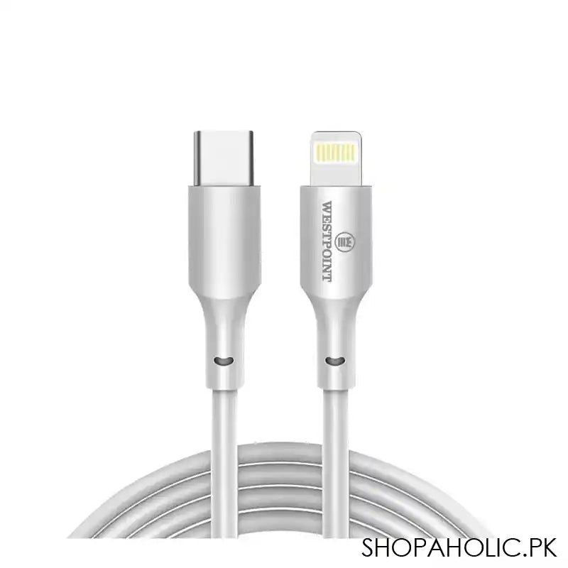 West Point 2.4A Lightening Fast Charging Cable, 1.0m Length, White, WP-312 - Image 2