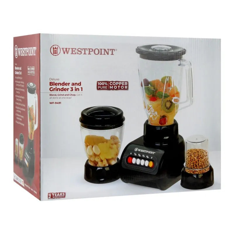 west point deluxe 3 in 1 juicer, blender & dry mill, 350w, wf 9491 image2