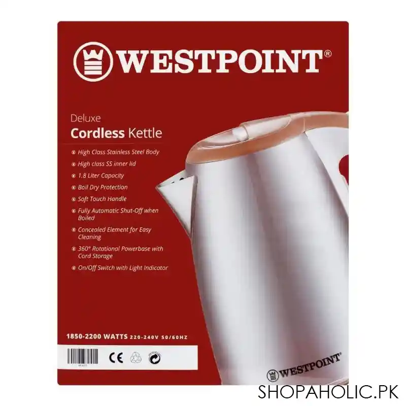 west point deluxe cordless kettle, 1.8l, 1850w, wf 6171 image4