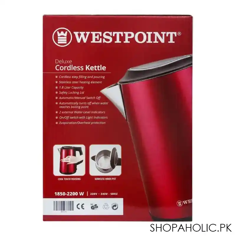 west point deluxe cordless kettle, 1.8l, 1850w, wf 6174 image3