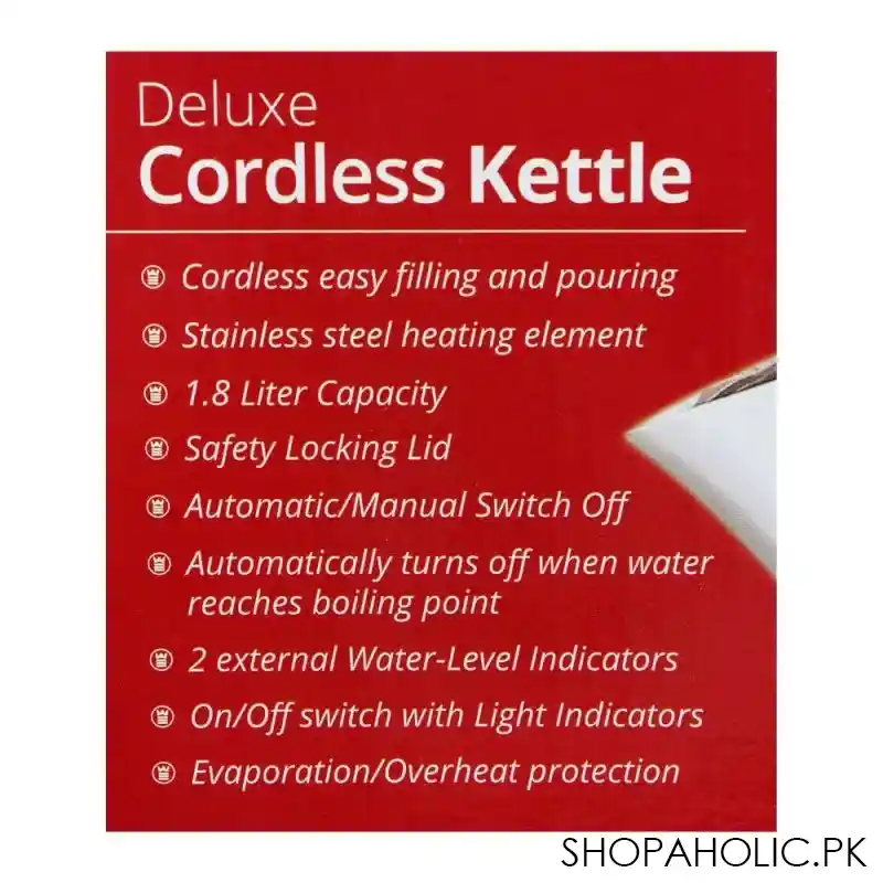 west point deluxe cordless kettle, 1.8l, 1850w, wf 6174 image4