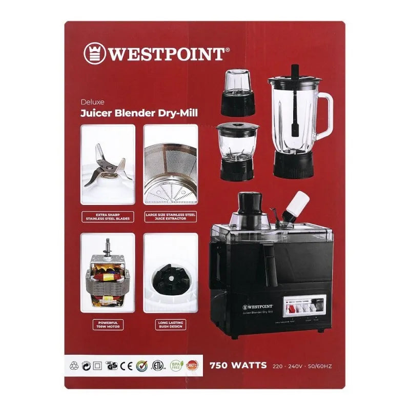 west point deluxe juicer, blender, dry mil, 750w, 220 240v, wf 8824 image3