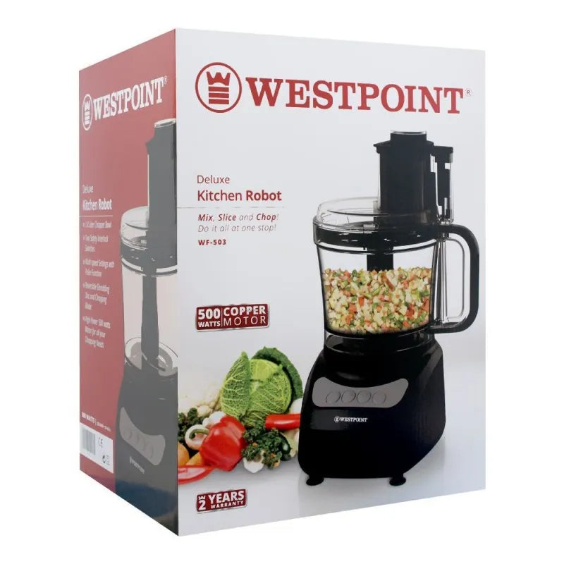 west point deluxe kitchen robot, mixer + slicer + chopper, 1.8l, 500w, wf 503 image2