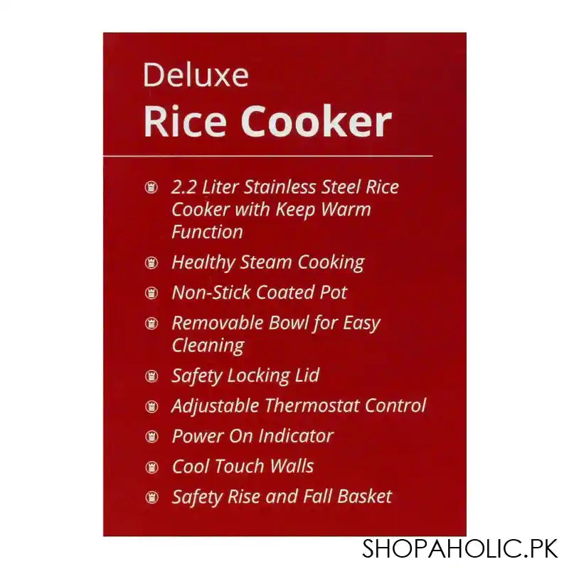 West Point Deluxe Non-Stick Rice Cooker, 2.2L, 900W, WF-5350 - Image 3