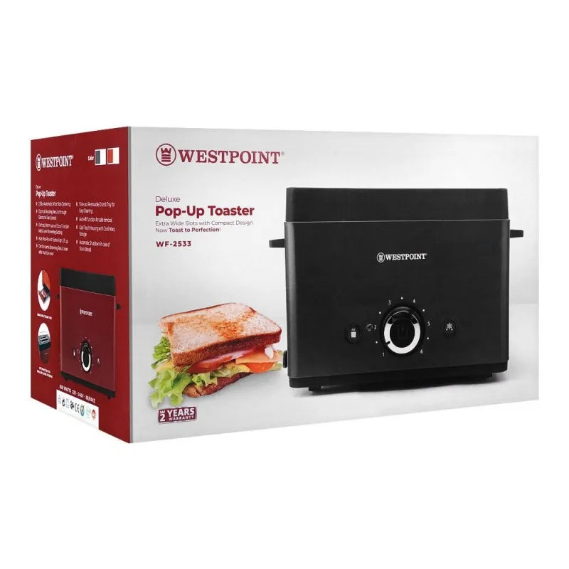 west point deluxe pop up toaster, 850w, 220 240v, wf 2533 main image