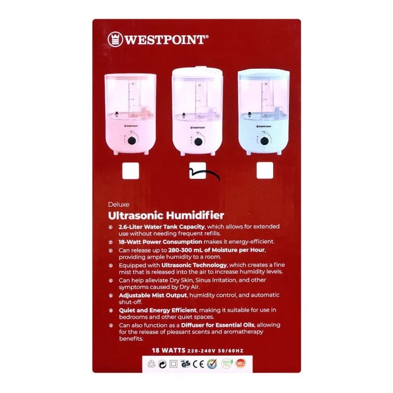 west point deluxe ultrasound room humidifier, 2.6 liter, 18w, wf 1203 image2