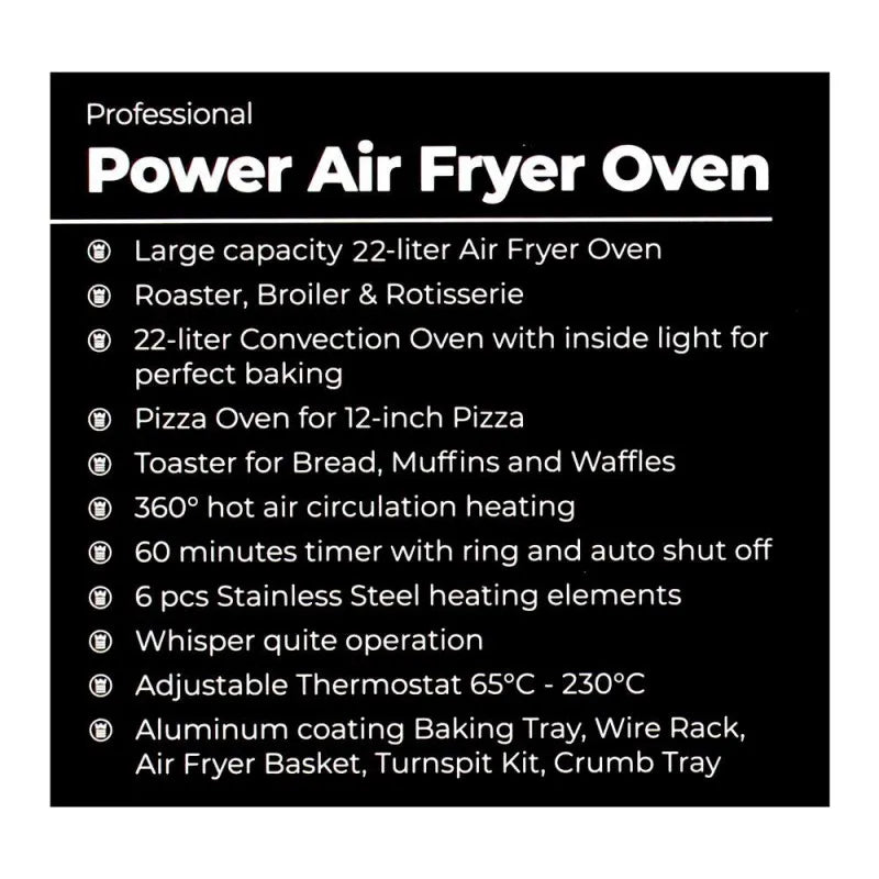 west point professional power air fryer oven, 22l, 1500w, wf 5258 image4