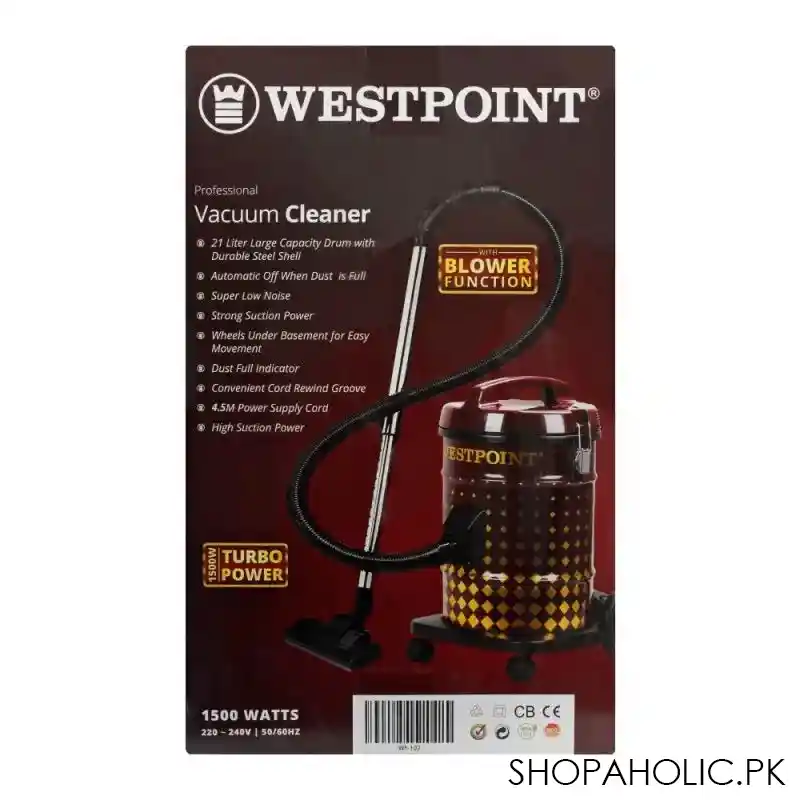 west point professional vacuum cleaner, 21l, 1500w, wf 102 image3