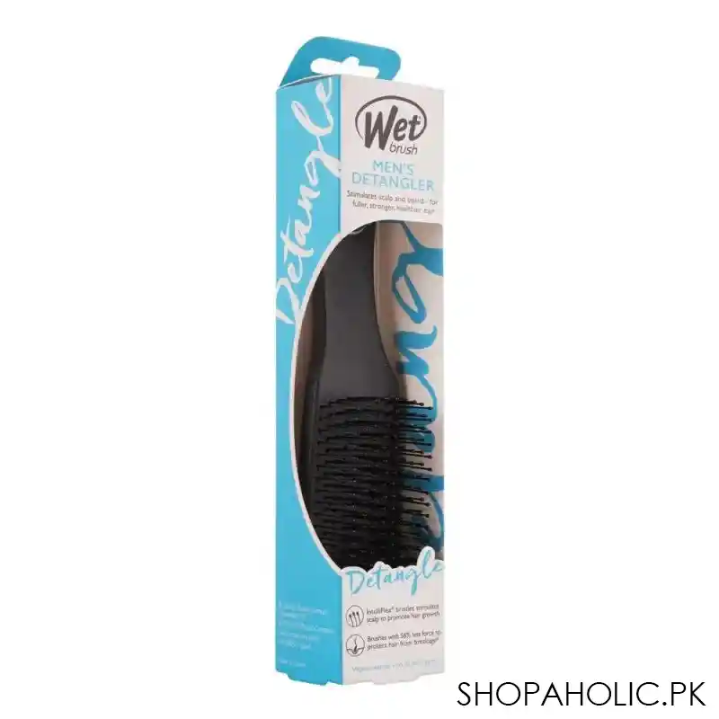 wet brush men's detangler hair brush, black leather, b838wbblack image2