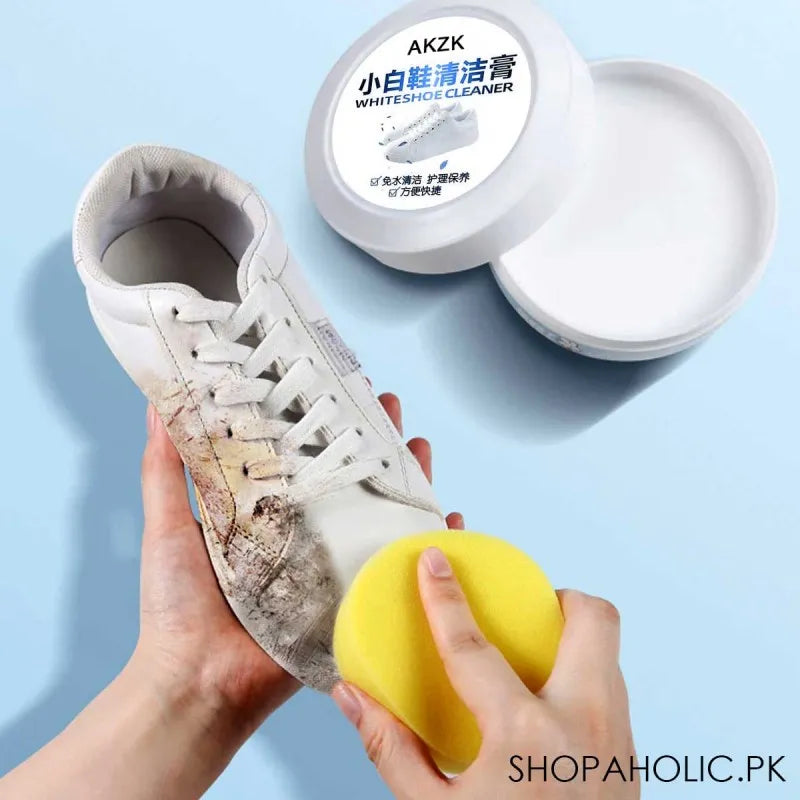 white shoe cleaner and polish with sponge main image