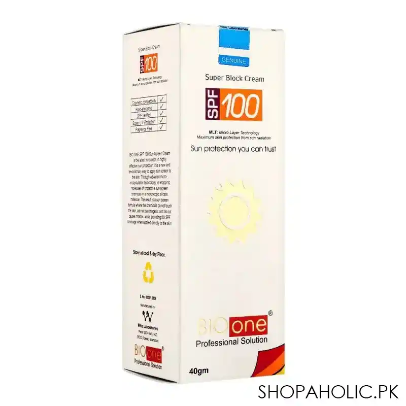 whiz laboratories bio one sun block spf 100, 40g main image