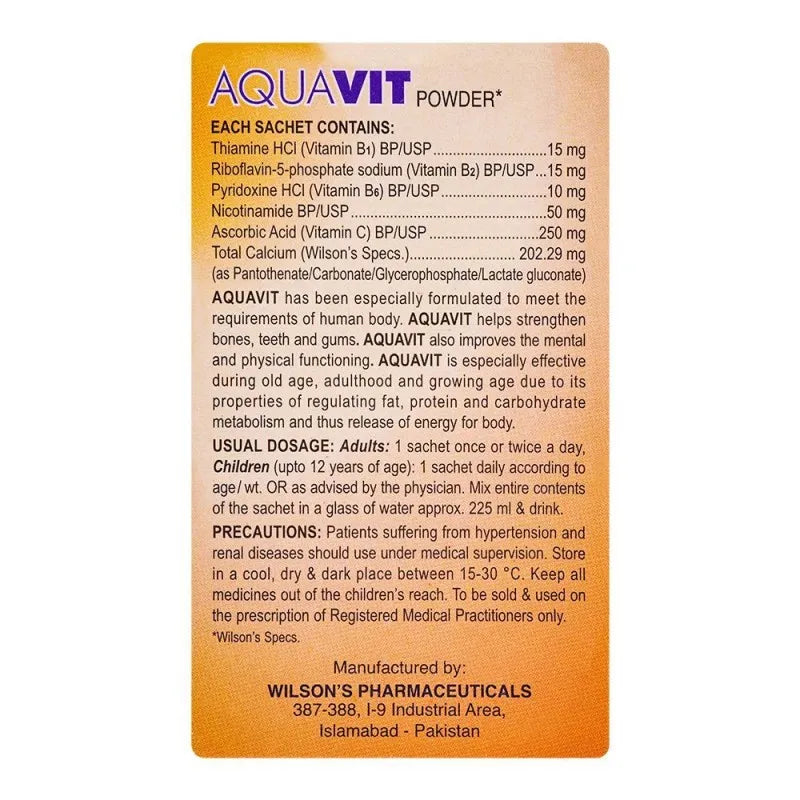 wilson's pharmaceuticals aqua vit orange flavour drinking vitamins, sugar free, 10 pack image4