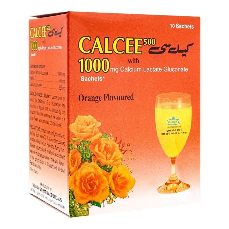 wilson's pharmaceuticals calcee 500/1000mg, orange flavour, 10 pack image2