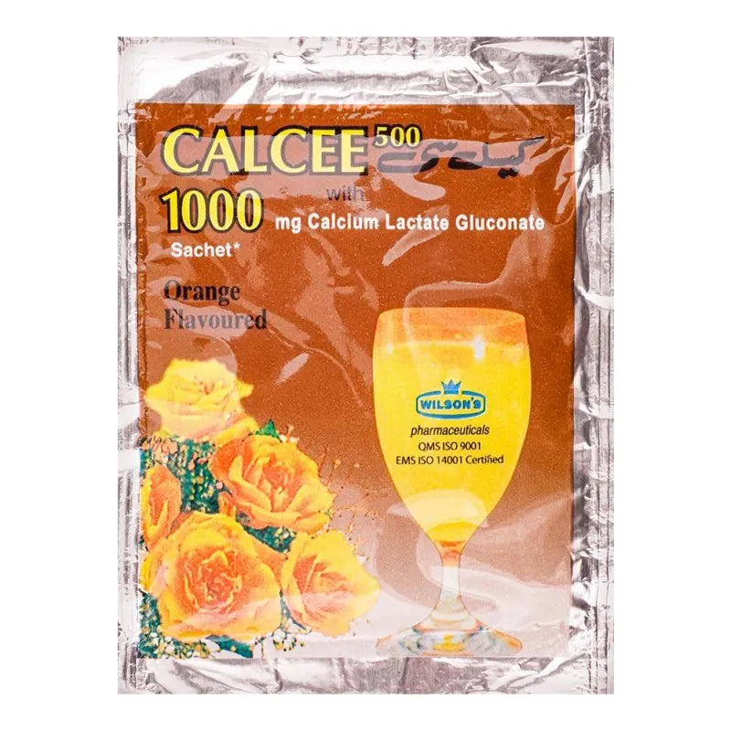 wilson's pharmaceuticals calcee 500/1000mg, orange flavour, 10 pack main image