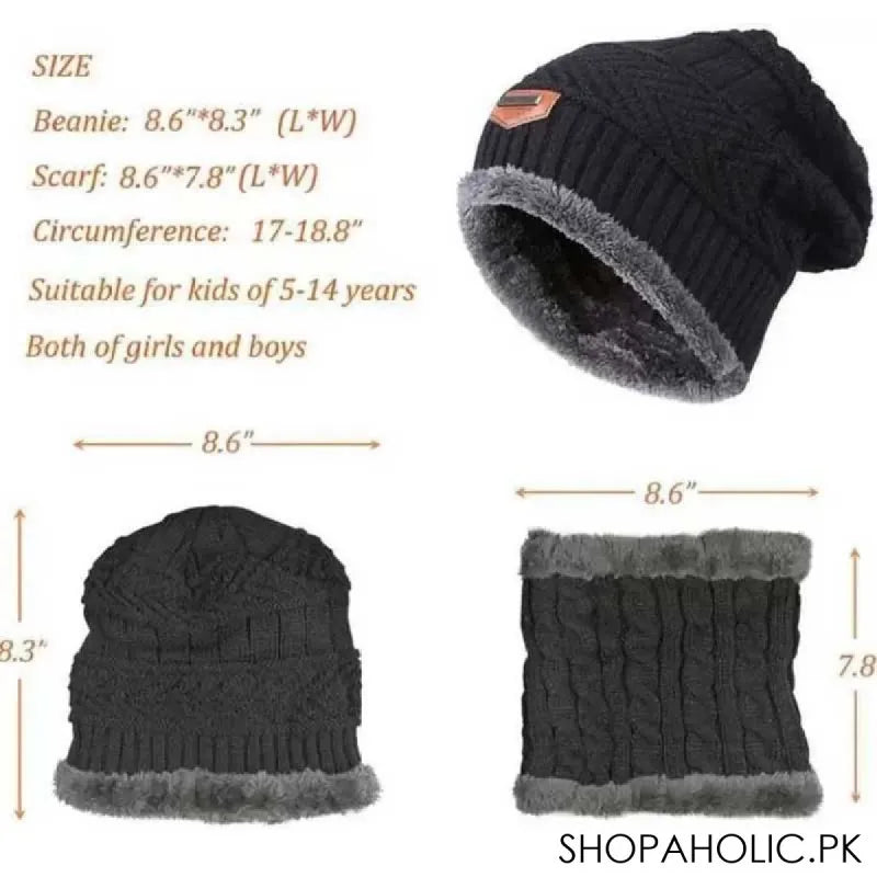 winter thick warm knit beanie hat cap + neck cover set for men and women image6